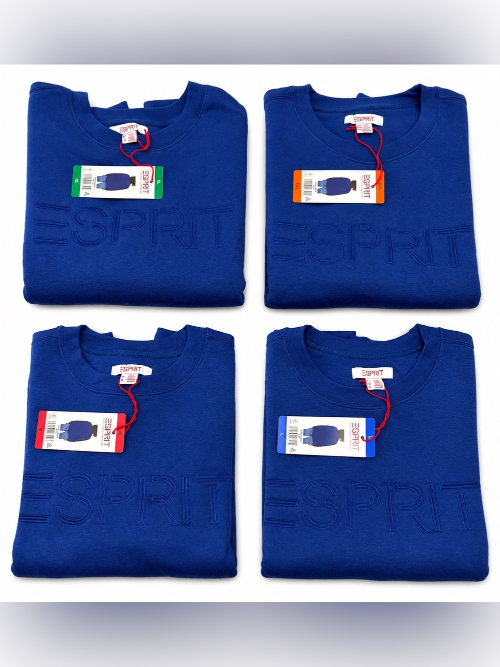 Esprit Royal Blue Embossed Logo Crew Sweatshirt
